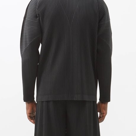 新品 homme plisse issey miyake 2022aw pleats drop shoulder cardigan black 2