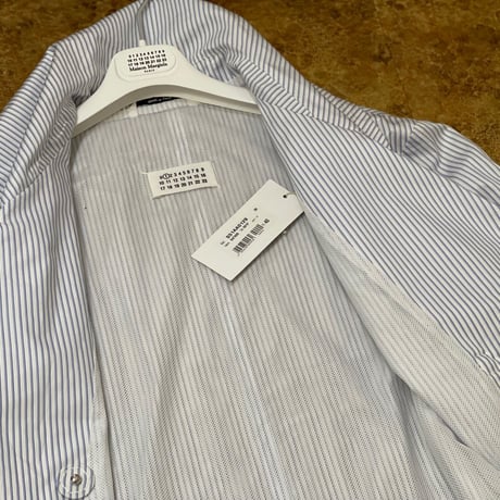新品 maison margiela over size stripe double coat
