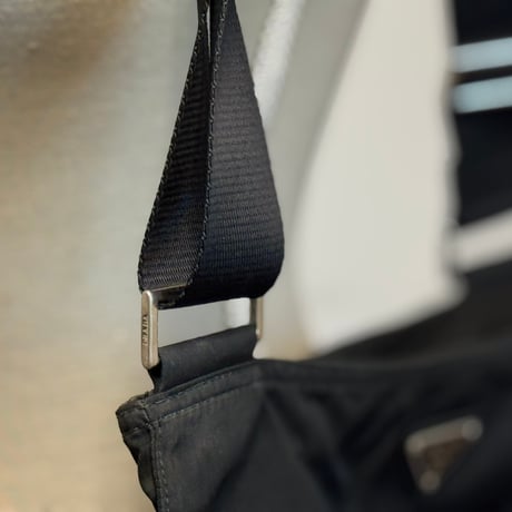 prada nylon logo shoulder bag black #2