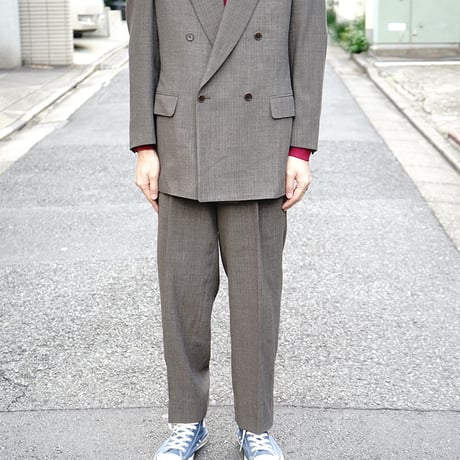 80-90s vintage herringbone double set up suit