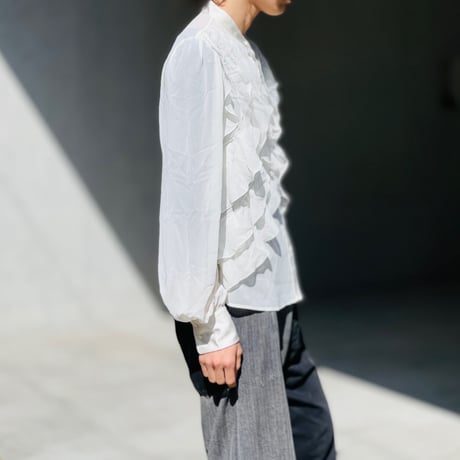 新品 high 2021ss frill shirt white 46