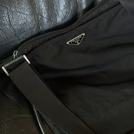 prada nylon logo shoulder bag black #2