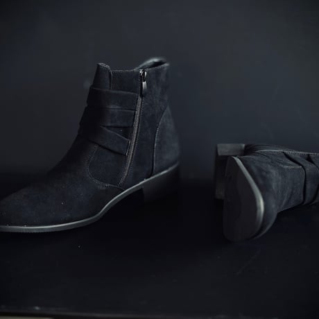 【price down】factory sample black suede heel boots 26.5-27