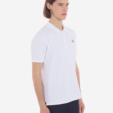 新品 maison kitsune fox head polo shirt white