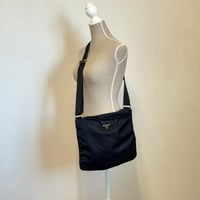 prada nylon logo shoulder bag black B
