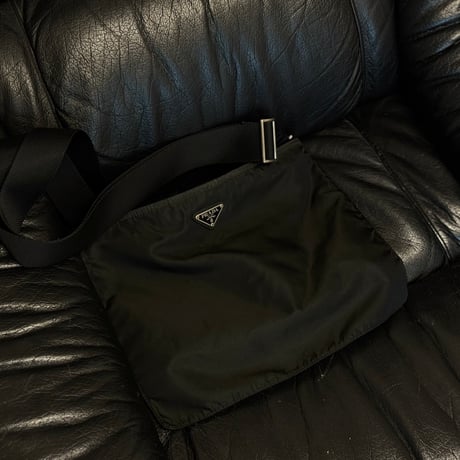prada nylon logo shoulder bag black #5