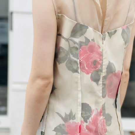 新品 maison margiela 2018ss "白タグ" silk organdy dress beige 36