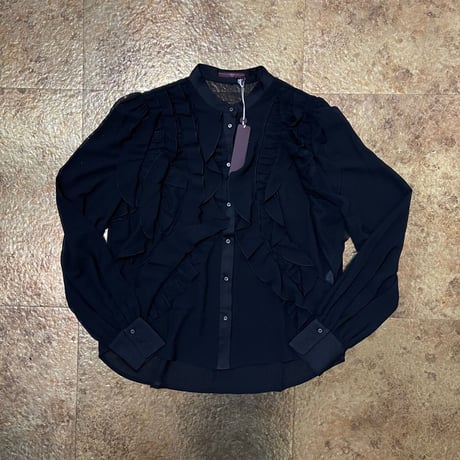 新品 high 2021ss frill shirt black 46