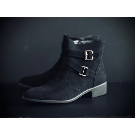 【price down】factory sample black suede heel boots 26.5-27