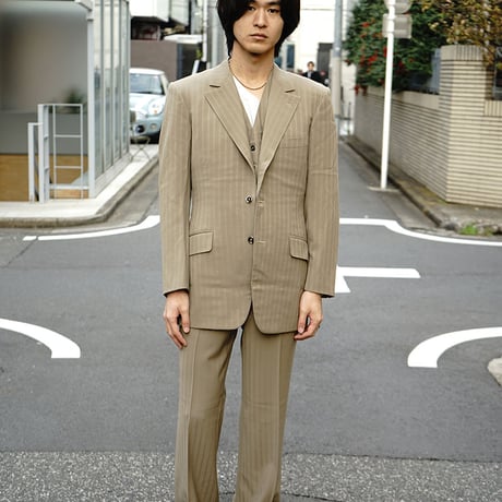 vintage  three‐piece  stripe set up suit