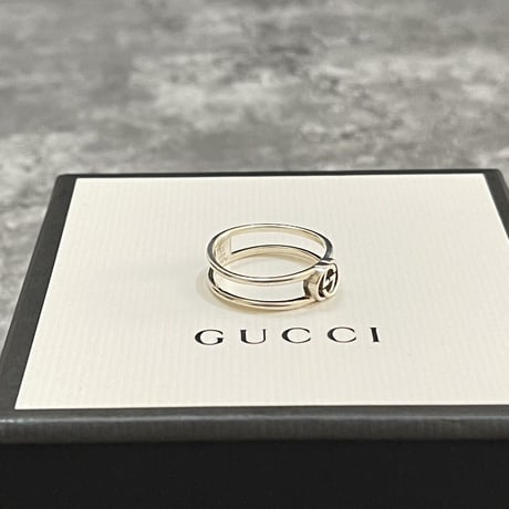 新品 gucci interlocking logo silver ring