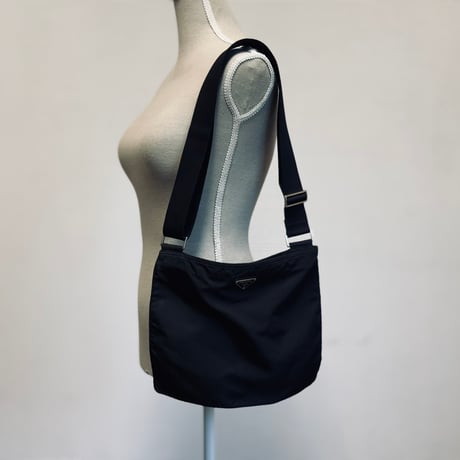 prada nylon logo shoulder bag black #5
