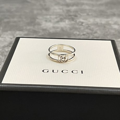 新品 gucci interlocking logo silver ring