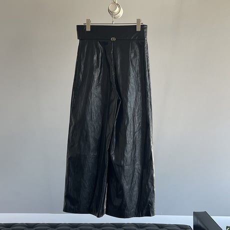 twinset 2023ss pvc leather wide tack pants 42