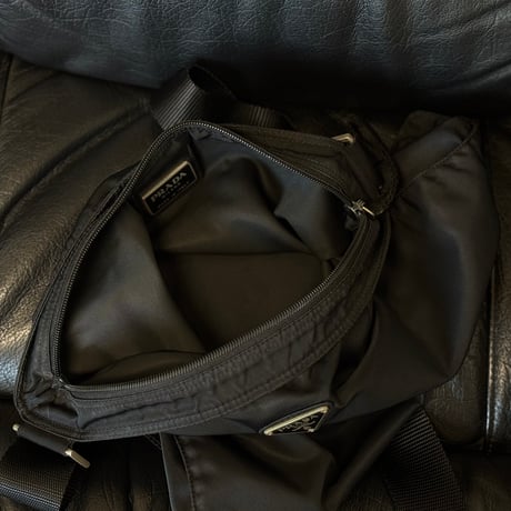 prada nylon logo shoulder bag black A