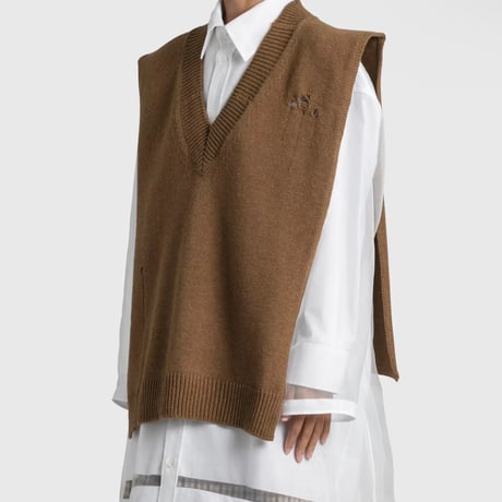 新品 maison margiela destroy knit vest brown