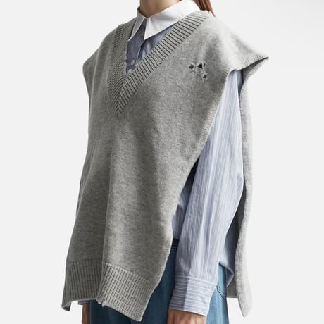 新品 maison margiela destroy knit vest gray