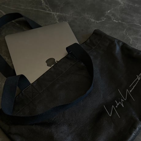 yohji Yamamoto cowhide leather logo bag