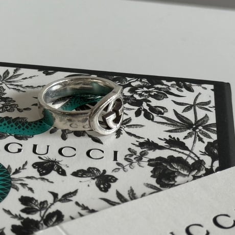 gucci interlocking G logo silver ring 18号