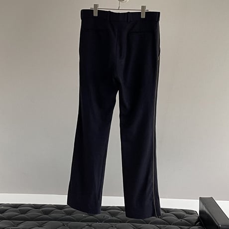 alexander mcqueen side line leather piping flare trousers