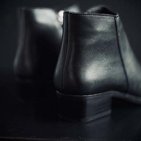 【factory sample】side zip leather heel boots 26.5-27