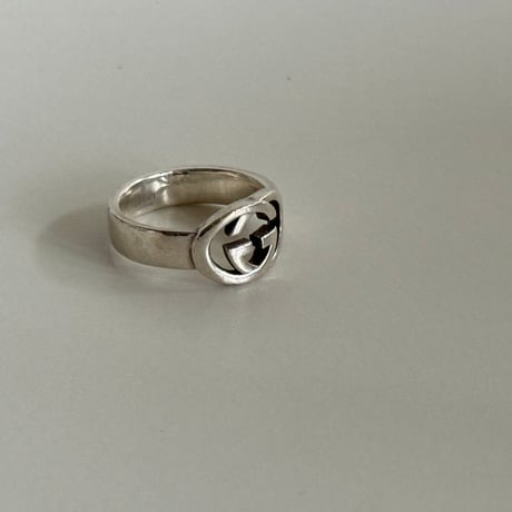 gucci interlocking G logo silver ring 18号