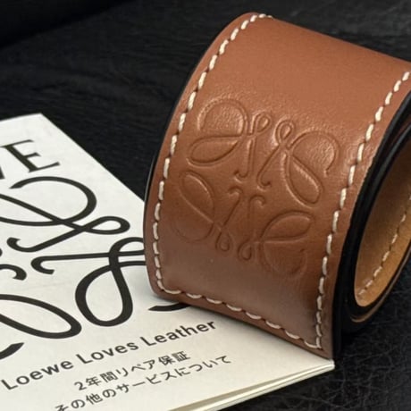 【final price】loewe anagram leather bracelet brown