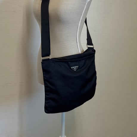 prada nylon logo shoulder bag black B