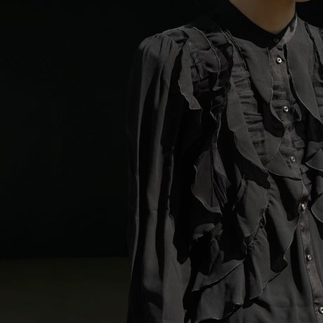 新品 high 2021ss frill shirt black 46