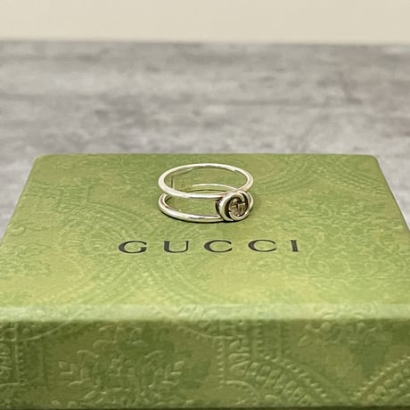 新品 gucci interlocking logo silver ring