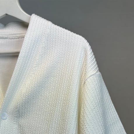 factory sample pleats collarless shirt jacket white