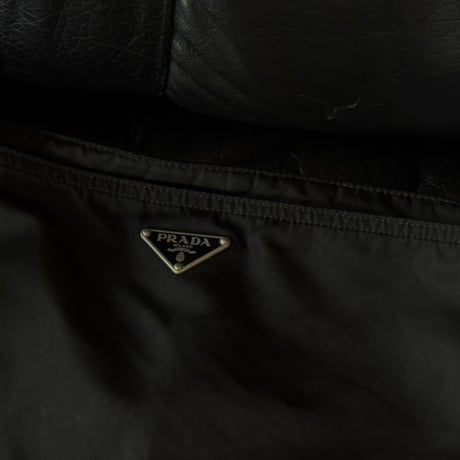 prada nylon logo shoulder bag black #6