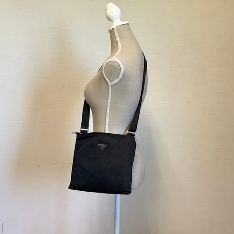 prada nylon logo shoulder bag black D