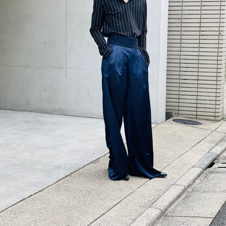 新品 high wide flare pants navy