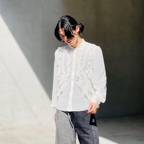 新品 high 2021ss frill shirt white 46
