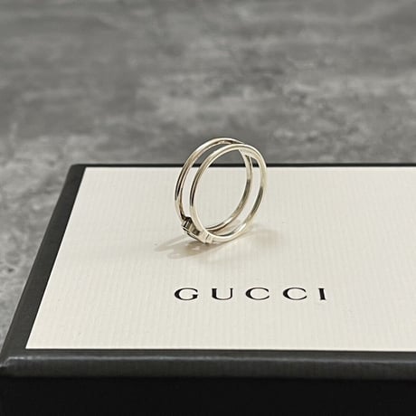 新品 gucci interlocking logo silver ring