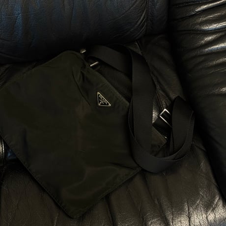 prada nylon logo shoulder bag black #4