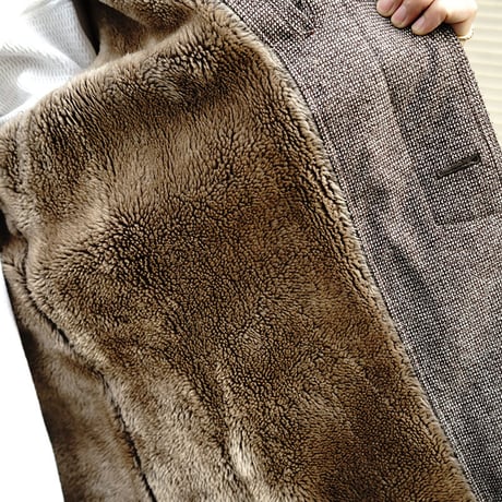 vintage boa tweed check coat