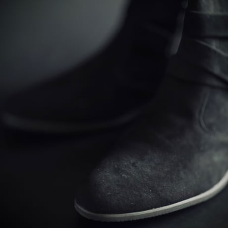 【price down】factory sample black suede heel boots 26.5-27