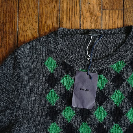 新品 prada over size alpaca argyle knit