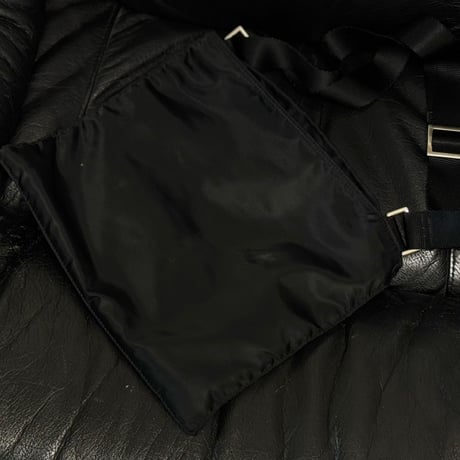 prada nylon logo shoulder bag black A