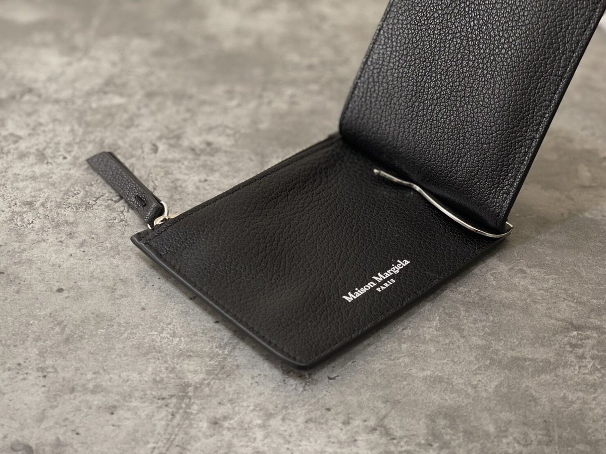 新品 maison margiela money clip leather wallet |