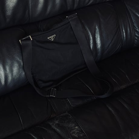 prada nylon logo shoulder bag black #5