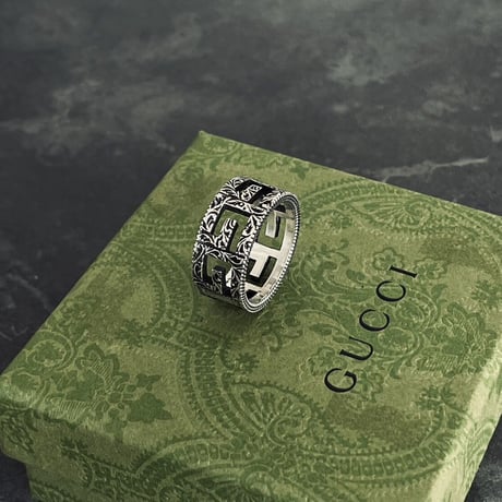 新品 gucci interlocking silver ring 21号