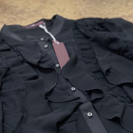 新品 high 2021ss frill shirt black 46