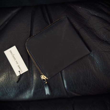 新品 comme des garcons leather wallet black