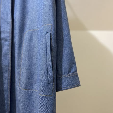 新品 agnona cashmere mix demin long coat 44