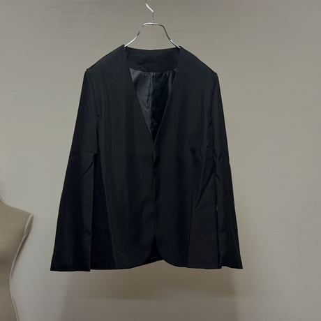 factory sample collarless jacket black