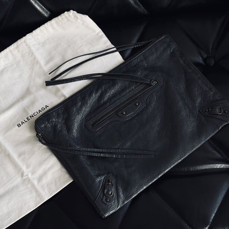 balenciaga leather clutch bag