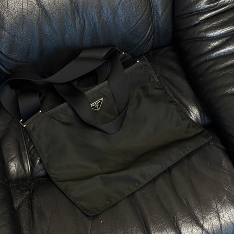 prada nylon logo shoulder bag black #1